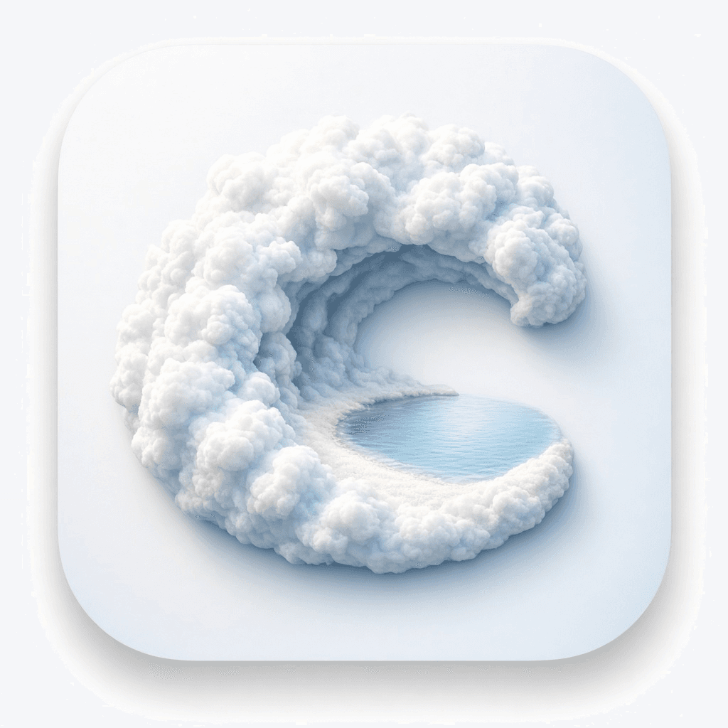 A fluffy cloud shaped into a cove